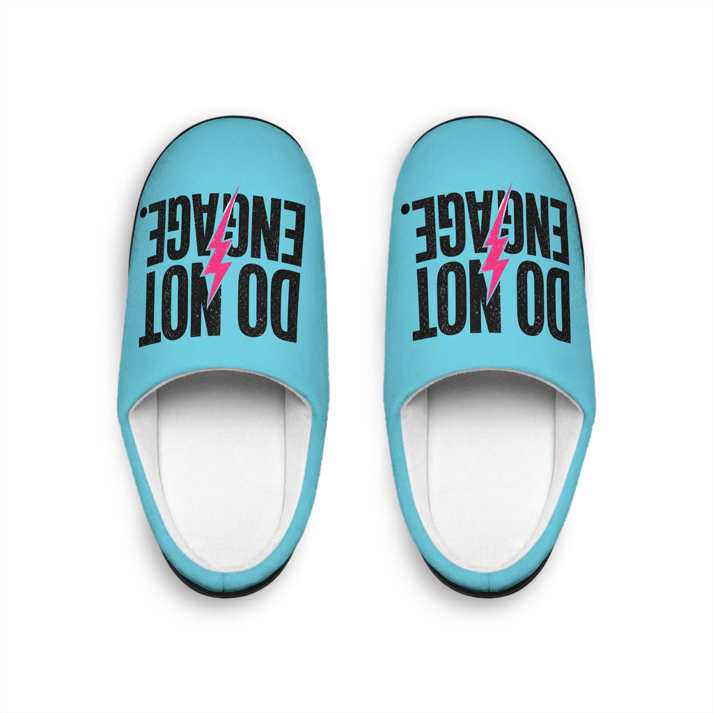 Do Not Engage Slippers — Women's Indoor Cozy Slip-On with Pink Lightning