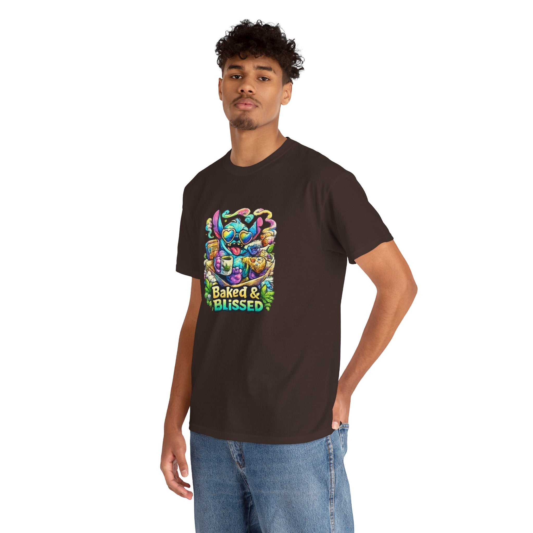 T-Shirt — Colorful 'Baked & Blissed' Cartoon Dessert Graphic Tee
