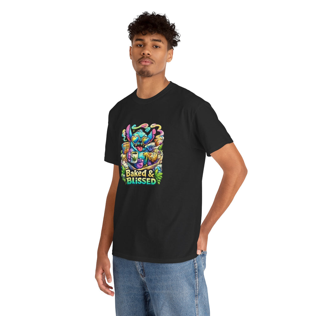 T-Shirt — Colorful 'Baked & Blissed' Cartoon Dessert Graphic Tee
