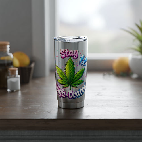 20oz Stainless Tumbler — 'Highly Hydrated' Leaf Graphic