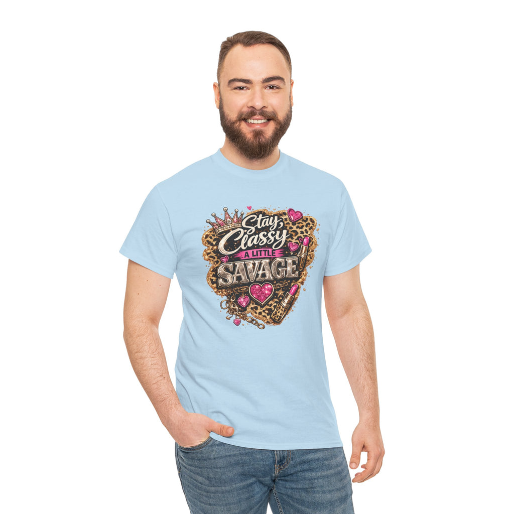 Stay Classy a Little Savage Tee — Leopard Heart Graphic T-Shirt