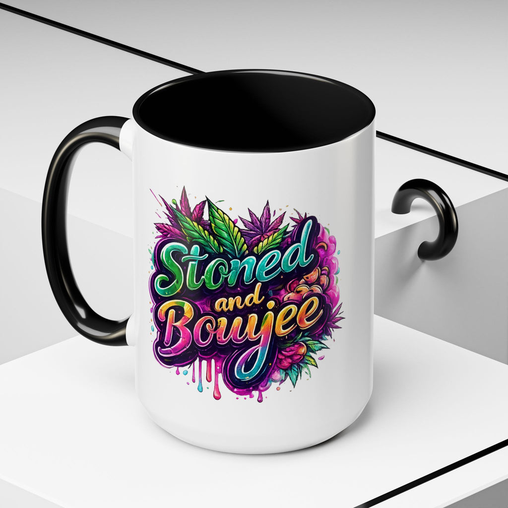 Accent Coffee Mug — "Stoned and Boujee" Colorful Cannabis Art