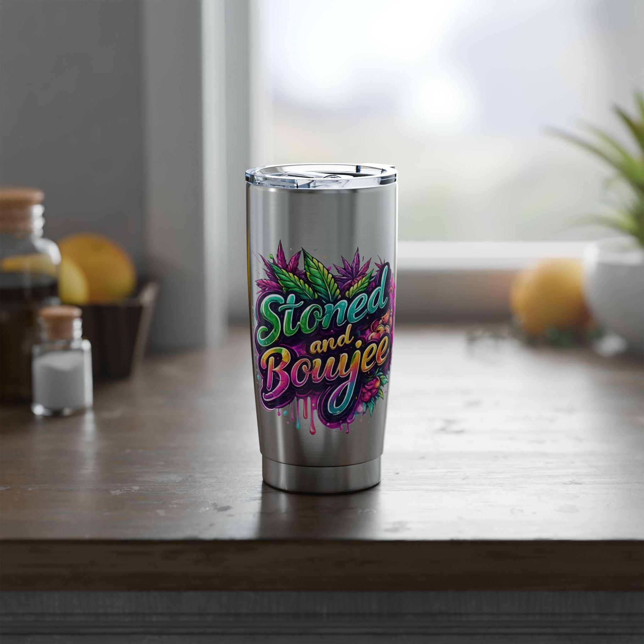 Vagabond 20oz Tumbler — Colorful 'Stay Bree' Floral Stainless Travel Mug