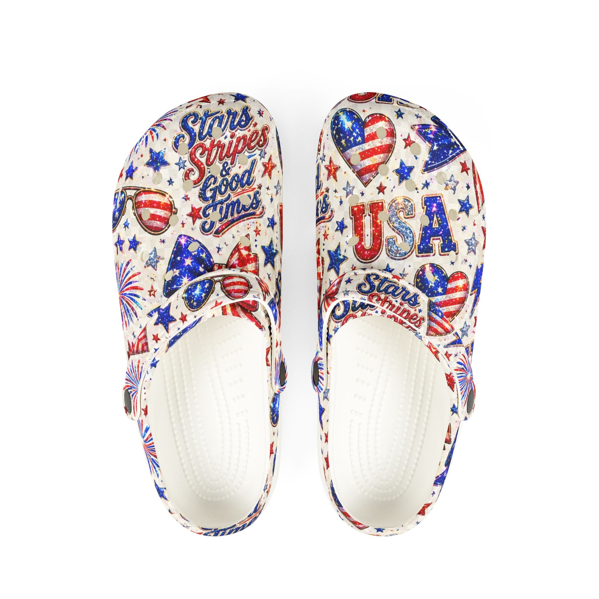 Patriotic USA EVA Foam Clogs – Stars, Stripes & Good Times Slip-Ons