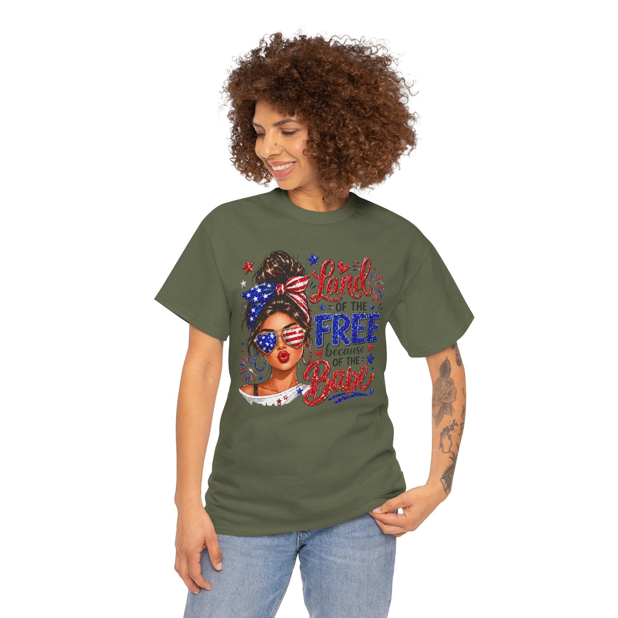 Patriotic Babe T-Shirt — “Land of the Free Because of the Babe” 4th of July Tee