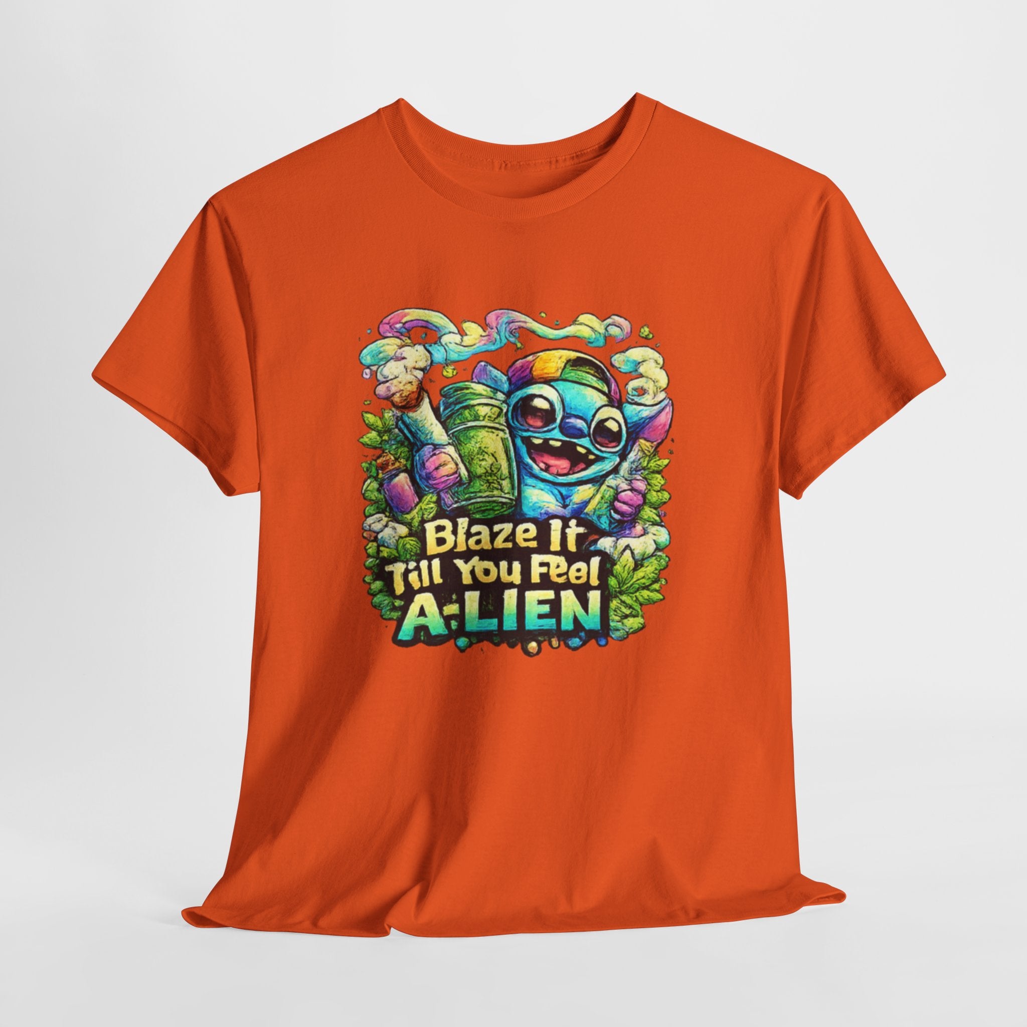 Alien Mushroom Graphic Tee - "Blaze It Till You’re A-LIEN" Psychedelic Cartoon Shirt