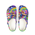 Psychedelic Rainbow Sloth EVA Clogs — Colorful All-Over Print Garden Shoes