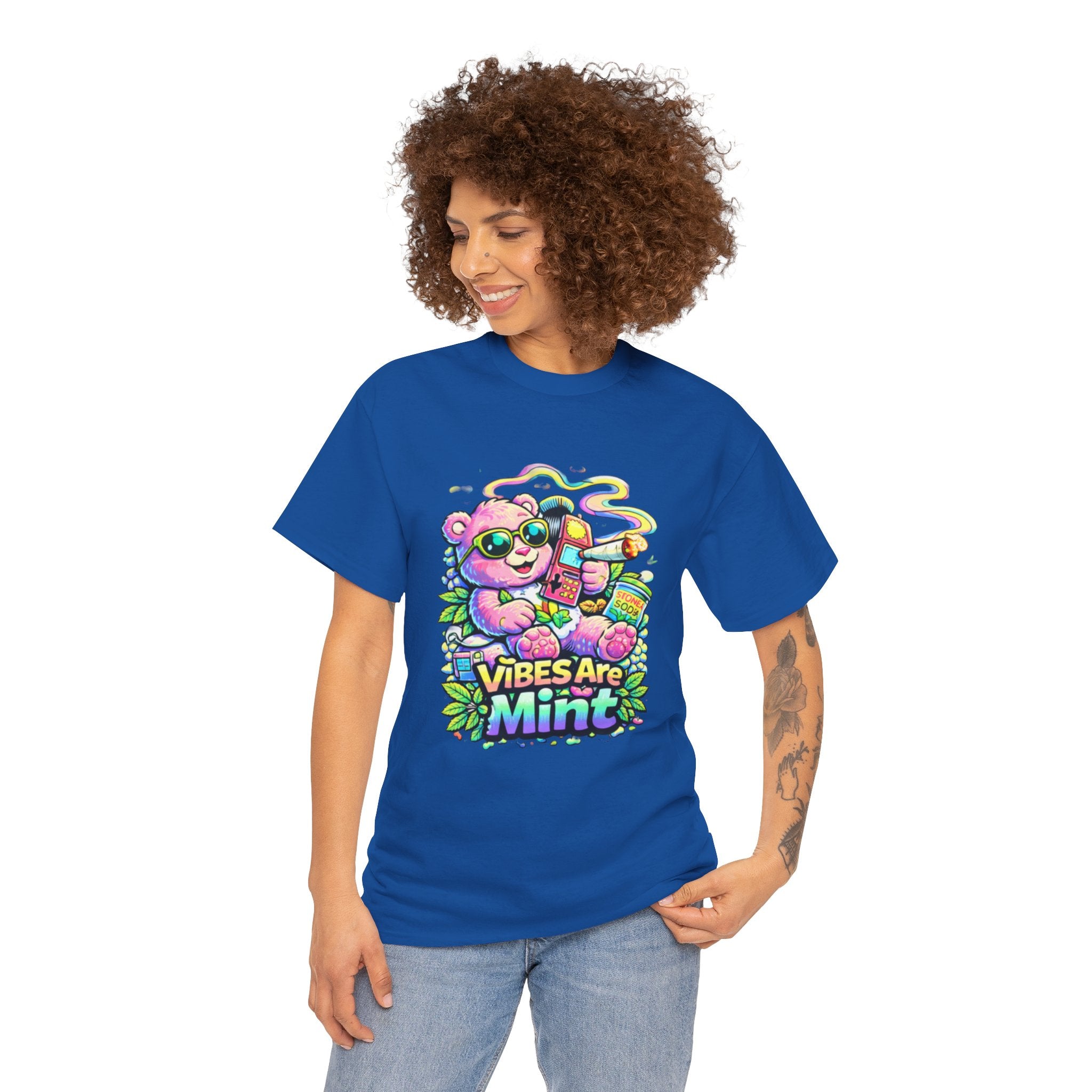 Mint Vibes Bear Tee — Cute Retro Cartoon Graphic T-Shirt