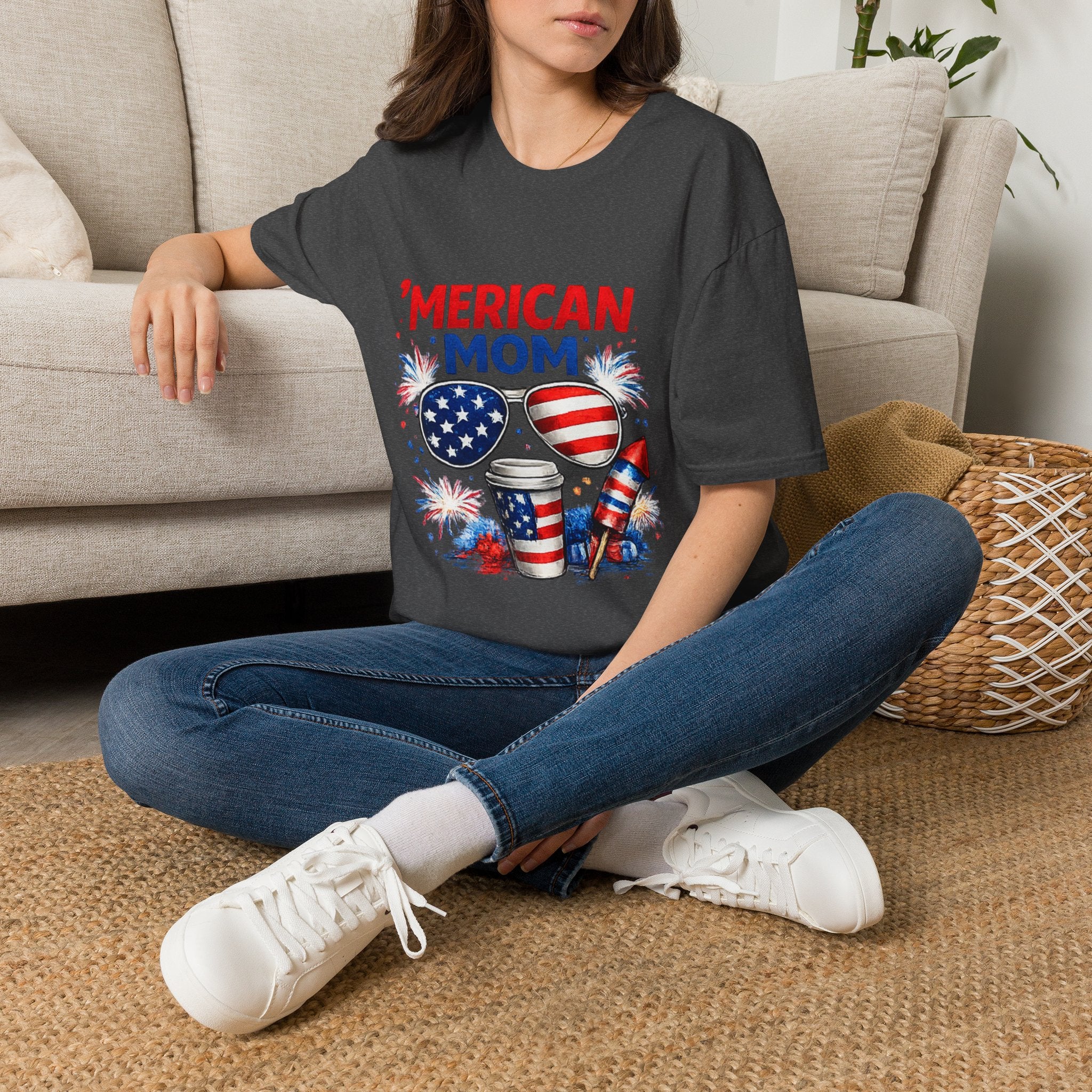'Merican Mom T-Shirt — Patriotic 4th of July Graphic Tee for Moms