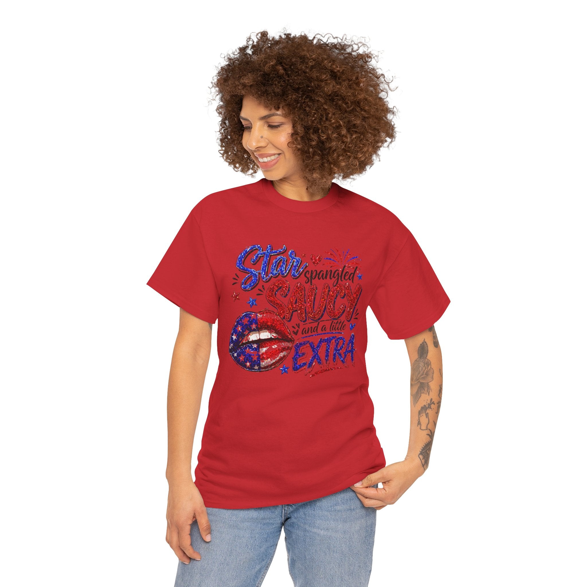 Patriotic “Star-Spangled Saucy & a Little Extra” Tee