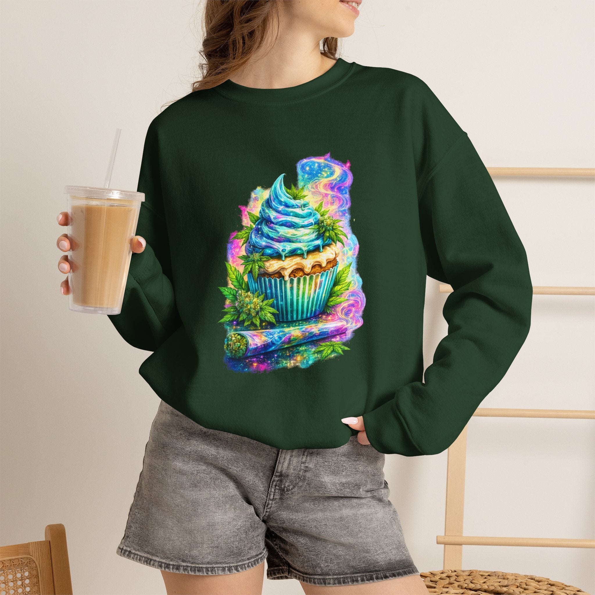 Cupcake Fantasy Sweatshirt – Colorful Psychedelic Bakery Art Crewneck