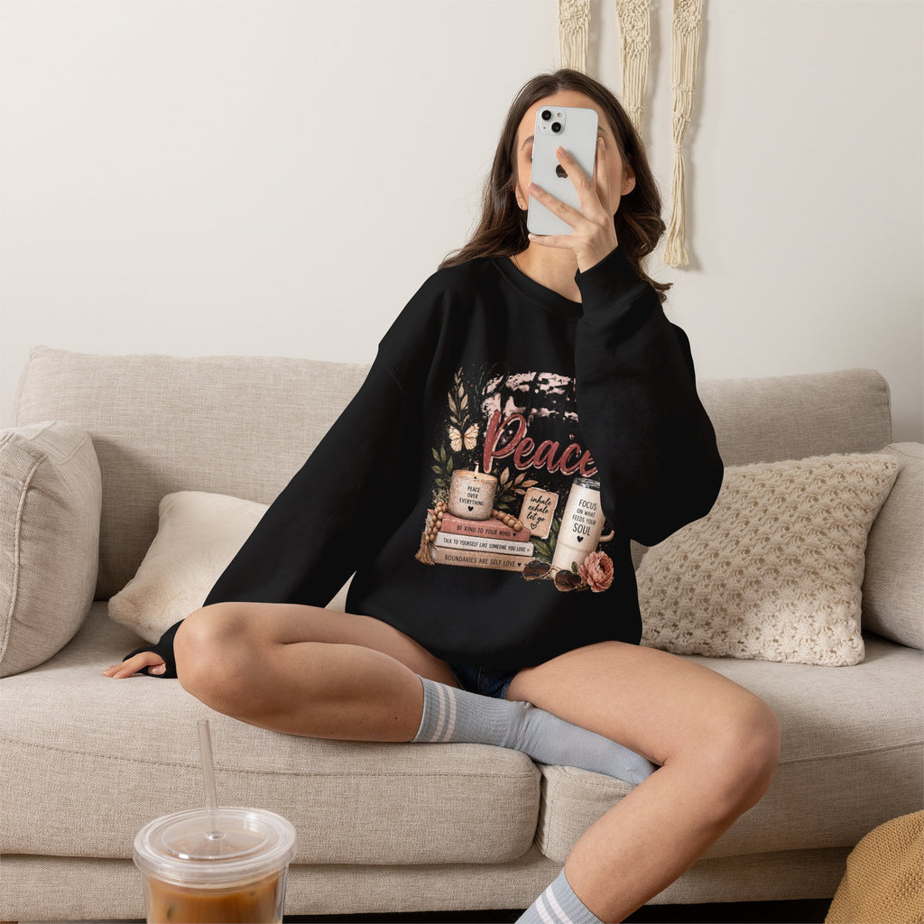 Crewneck Sweatshirt – "Protecting My Peace" Cozy Floral Graphic