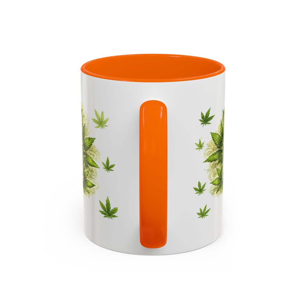 Cannabis 420 Accent Coffee Mug — Indica & Sativa Leaf Pattern (11/15oz)