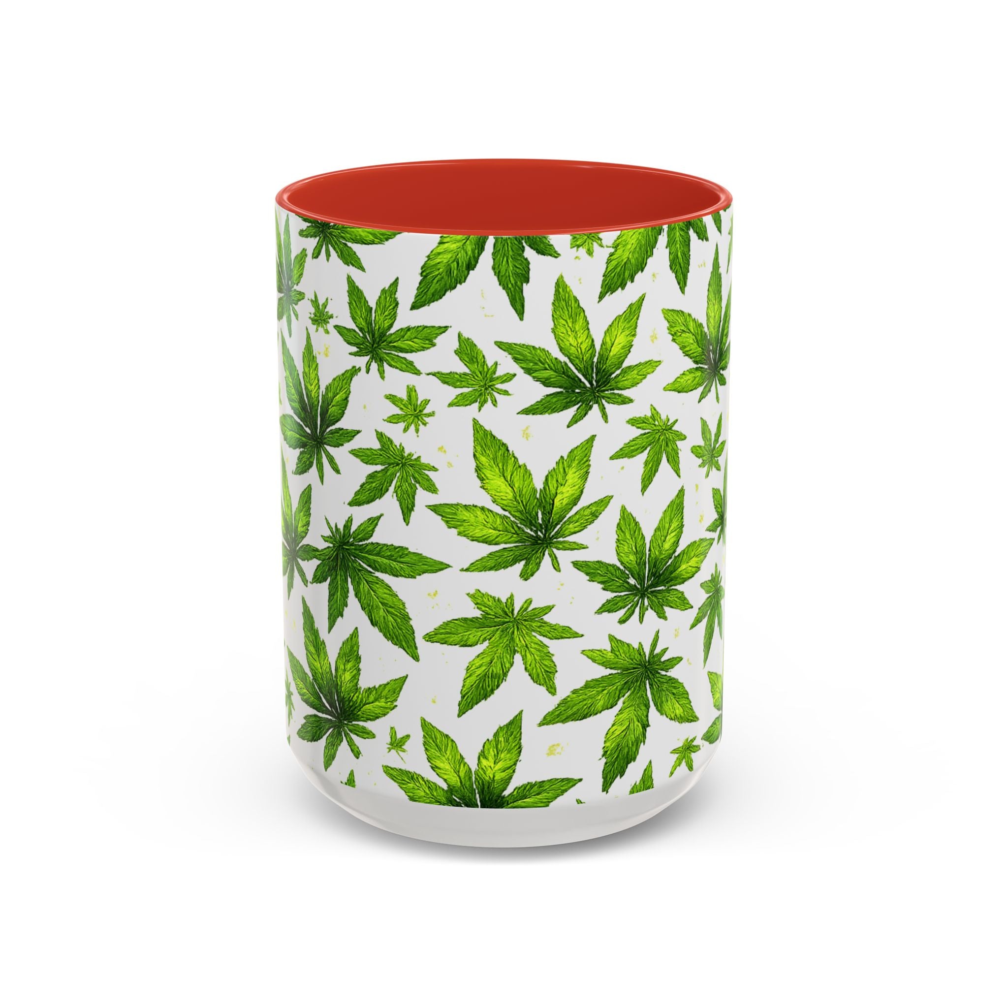 Cannabis Leaf Pattern Accent Coffee Mug – 11/15oz Ceramic